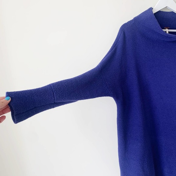 Free People Ottoman Slouchy Tunic Purple Sweater Oversized Ribbed Mock small - Picture 3 of 6